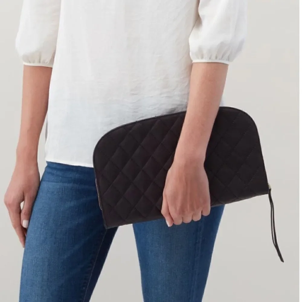 HOBO‎ Cole Quilted Leather Clutch Bag, Classic Chic Party Bag, Black, NWT